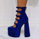 Women's Ankle Boots Elegant High Heel Breathable Multi Strap Waterproof Pumps