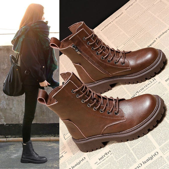 Women's Martin boots in soft genuine leather elegant