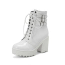 Women's Ankle Boots elegant British Style Chunky High Heel Round Toe-6