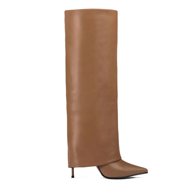 Acheter super-migration-brun-clair Bottes pour femmes à talons aiguilles collants élégants bout pointu hautes grandes tailles