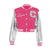 Women's jacket elegant metallic with letter embroidery in patchwork