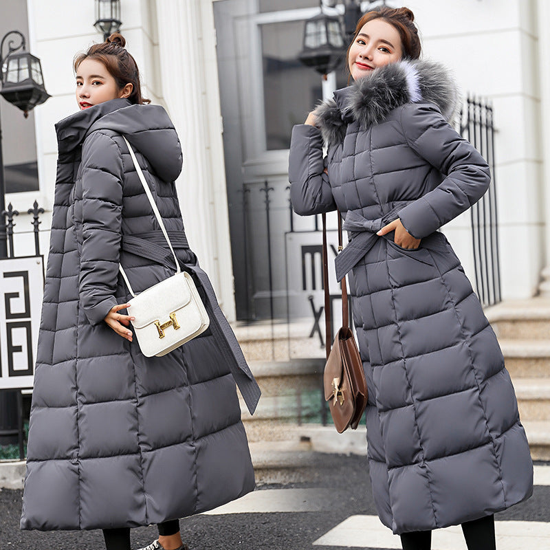 Women's coat in duvet with fur hood Long parka padded elegant warm