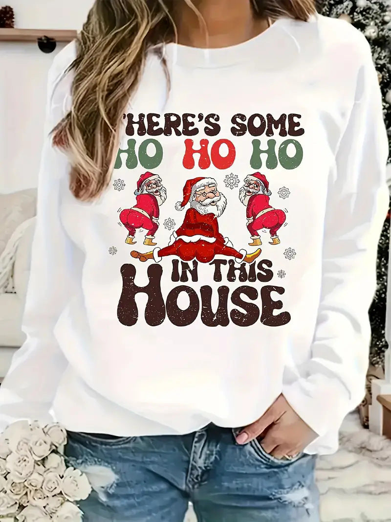 Women's sweatshirt Christmas series print elegant round neck