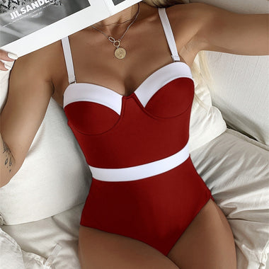 Women's swimsuit one-piece Push Up Contrast color fashion bikini