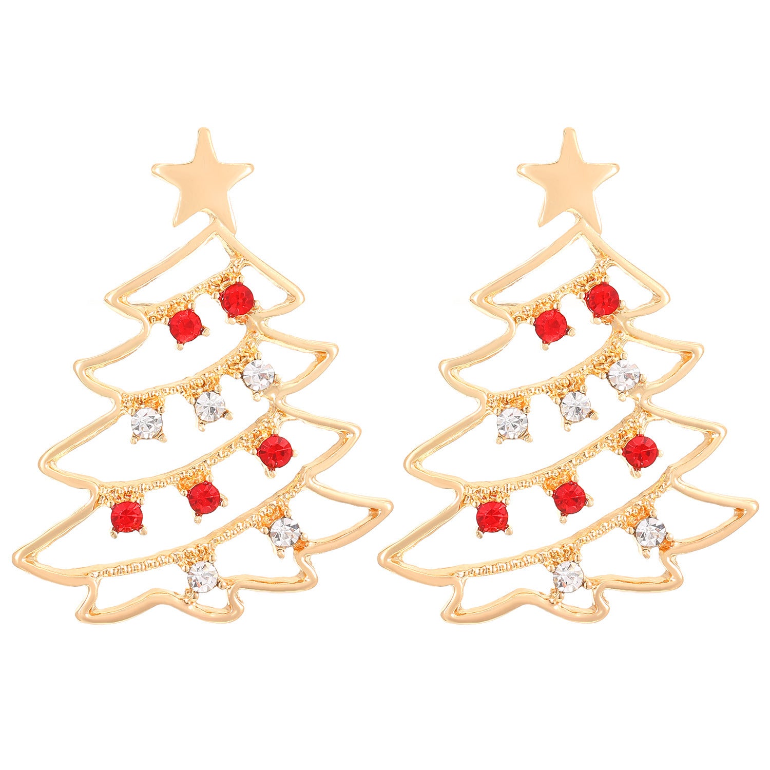 Women's earrings shaped like a Christmas tree  elegant in colored zircon