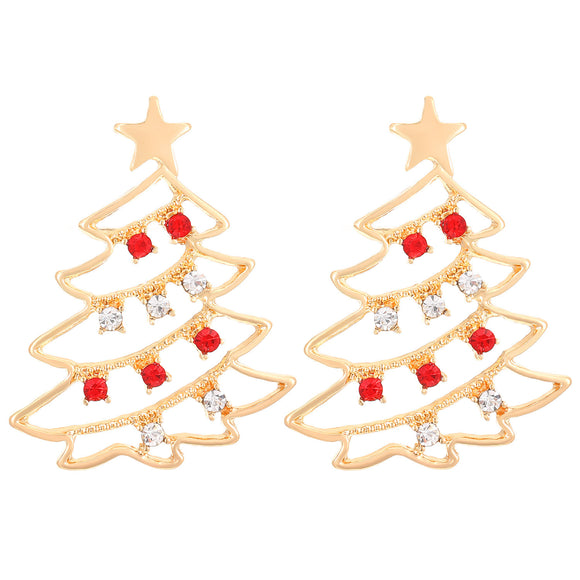 Women's earrings shaped like a Christmas tree  elegant in colored zircon