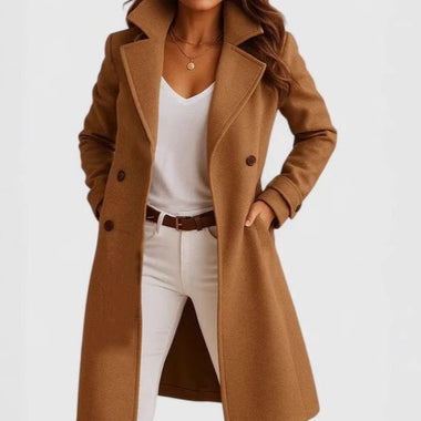 Women's Elegant Mid Length Wool Coat for Autumn Winter