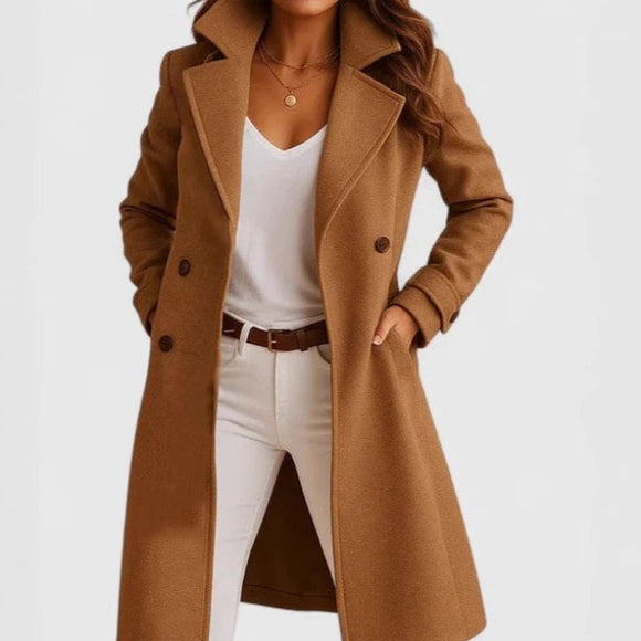 Women's Elegant Mid Length Wool Coat for Autumn Winter
