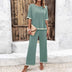 Women's Sets Elegant Striped Knitted Sexy top Straight Trousers