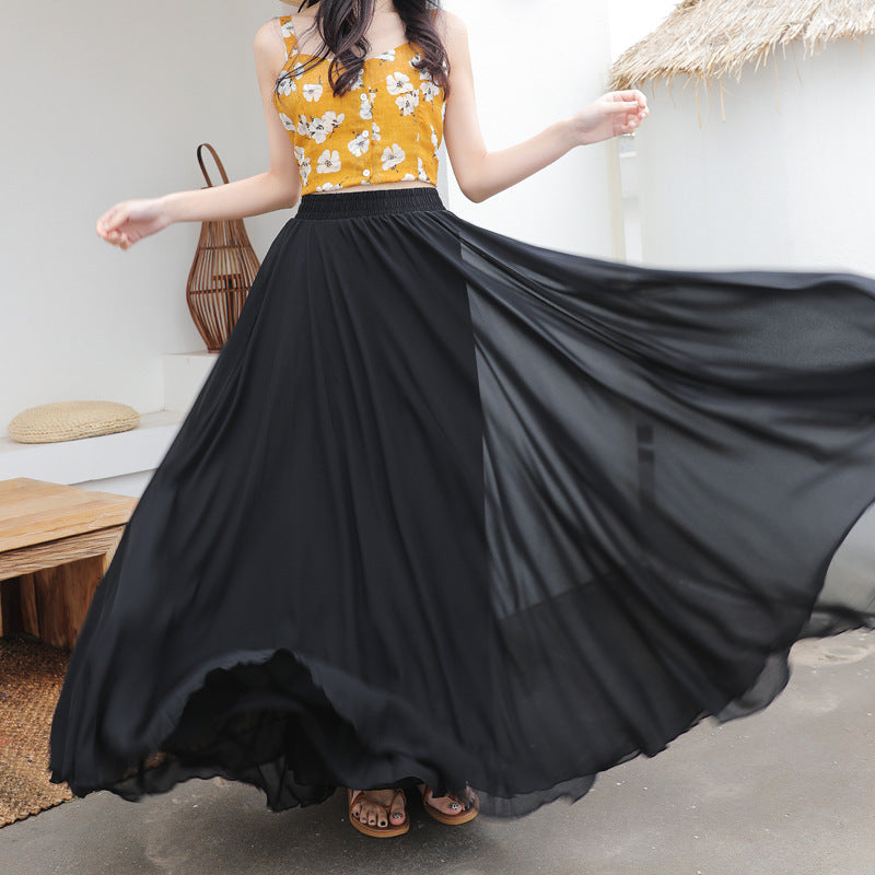 Women's long skirt dance elegant chiffon