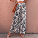 Women's Tie-Waist Floral Wide Leg Pants, Summer Trousers, Printed