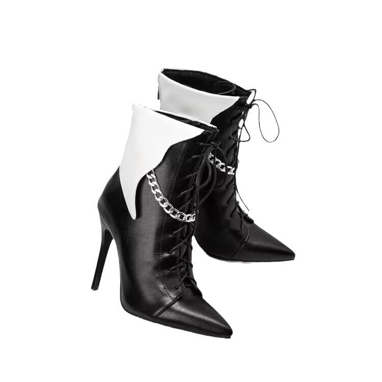 Women's ankle Boots metal chain stiletto heels sexy elegant comfortable