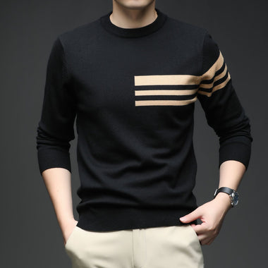 Comprar negro Suéter de hombre elegante de punto moderno informal de manga larga
