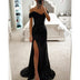 Women's Elegant Split Sequin Evening Dress Off Shoulder
