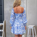 Women’s Sexy Mini Dress Square Neck Elegant Long Sleeves