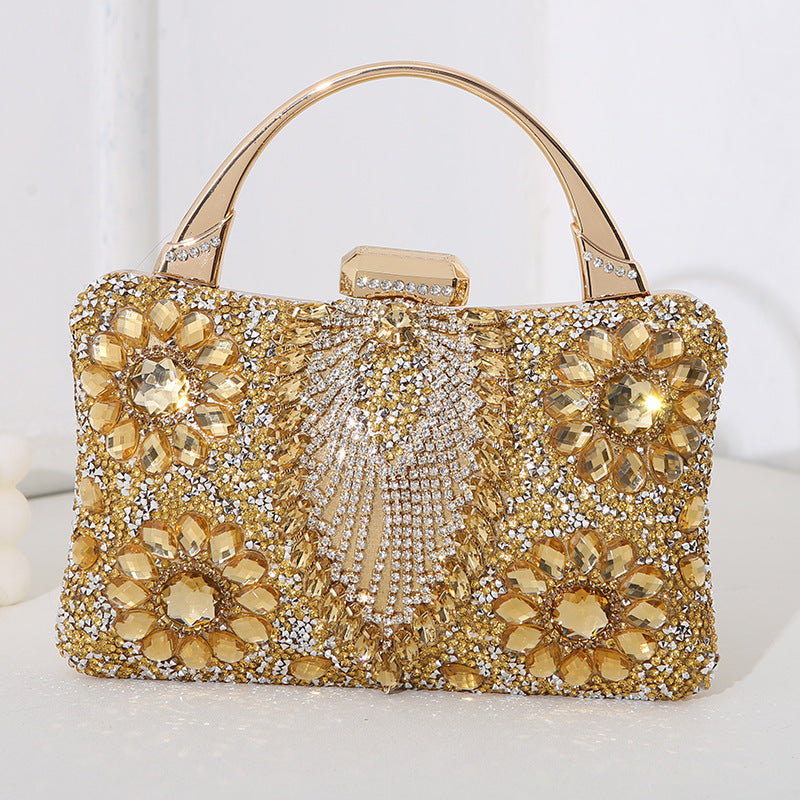 Women's clutch square bag sequined handmade diamond luxury