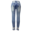 Women's slim jeans elegant , pearls, butterfly, sticky flower, sexy