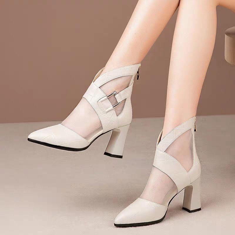 Women's short boots with high heels, pointed toe gladiator elegant