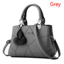 Women's handbag versatile leather zipper top handle with ball pendant