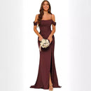 Women’s Gowns Mermaid Bridesmaid Satin Elegant Off Shoulder Dress