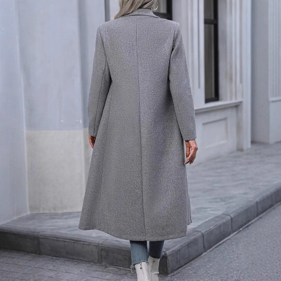 Women's Elegant Woolen Coat Long Slim Fit Warm