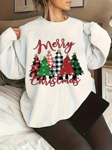 Buy yl13 Women's sweatshirt Christmas series print elegant round neck
