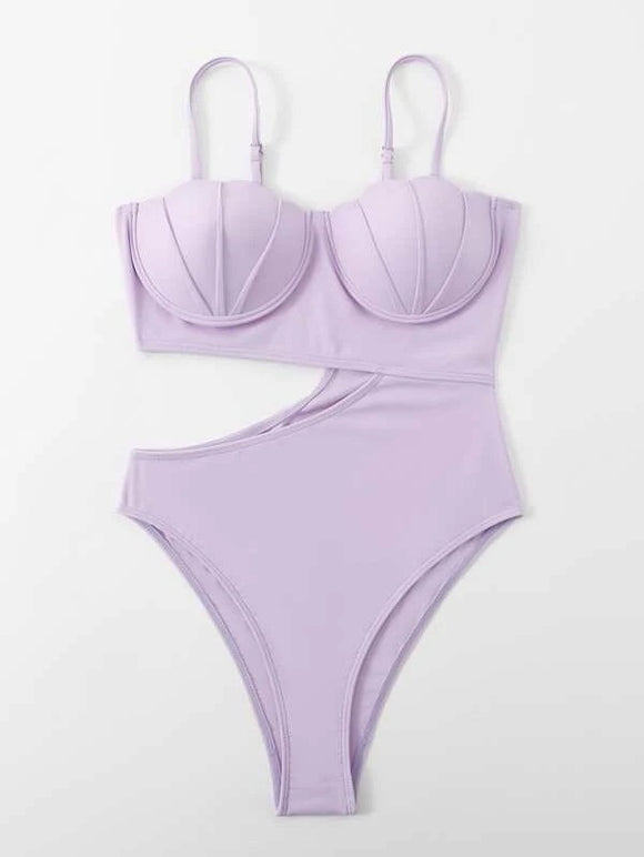 Women's swimwear one-piece European and American solid color