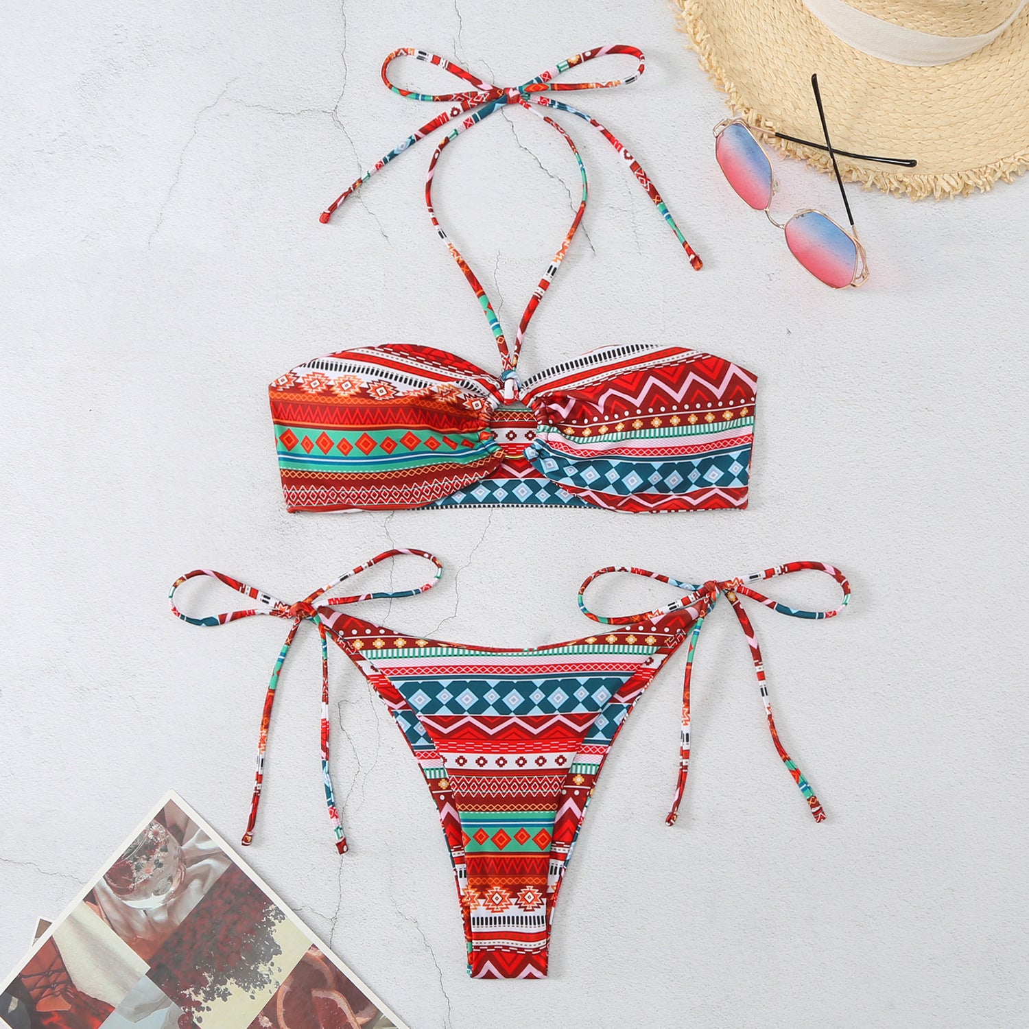 Women's swimwear Bikini 2 pieces elegant halter split