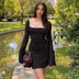 Women's Elegant Sheath Mini Dress Sexy With Bell Sleeves