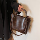 Women's tote bag leather large capacity retro elegant crossbody-7