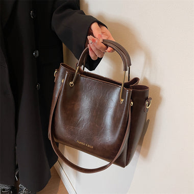 Buy coffee Women's tote bag leather large capacity retro elegant crossbody