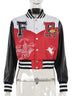 Women's short jacket elegant Patchwork Baseball letters printed slim fit