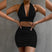 Elegant Halter Lace-Up Top And Pleated Skirt Set for Women