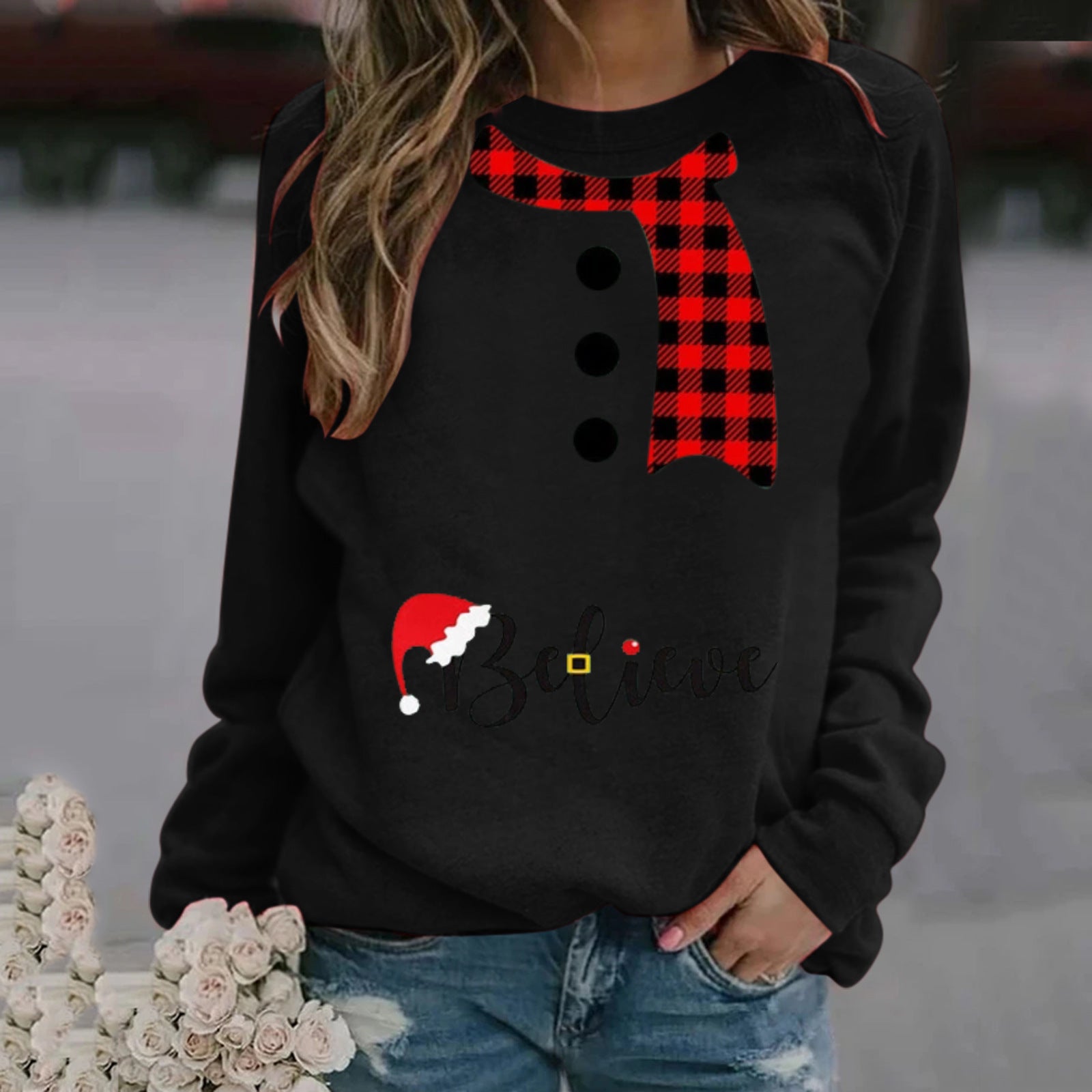 Women's sweater Christmas pattern print elegant