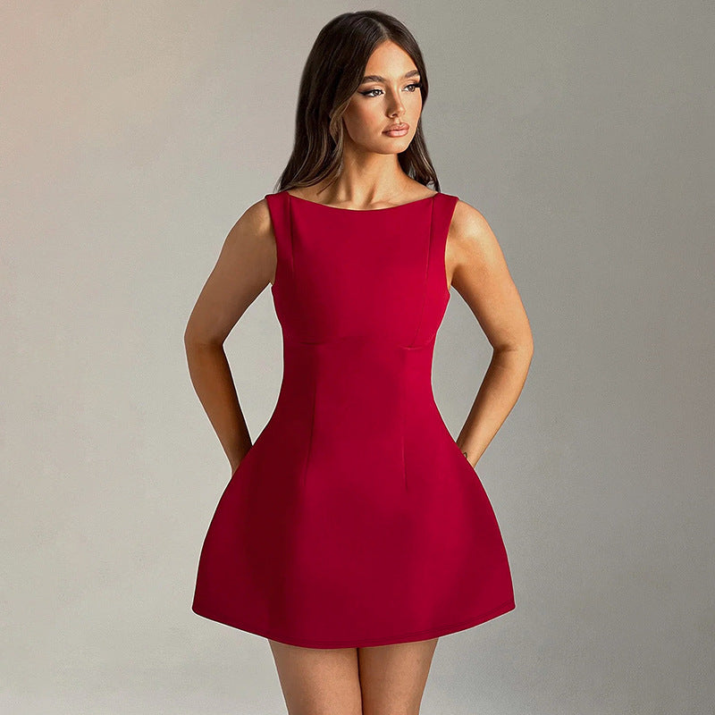 Sexy Backless Mini Dress Elegant Sleeveless- Looks Elegant Sexy Backless Mini Dress Elegant Sleeveless- Looks Elegant