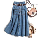 Women's long skirt denim elegant trapeze slimming