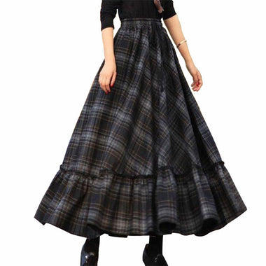 Skirt for Women Vintage plaid, gothic, spring, wool, flared