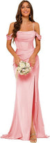 Women’s Mermaid Gown Bridesmaid Satin Off Shoulder 