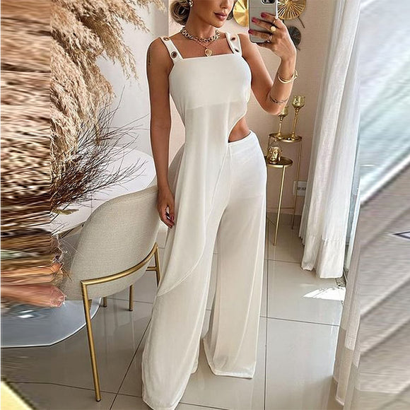 Women's asymmetrical hem top and wide-leg pants set, for party