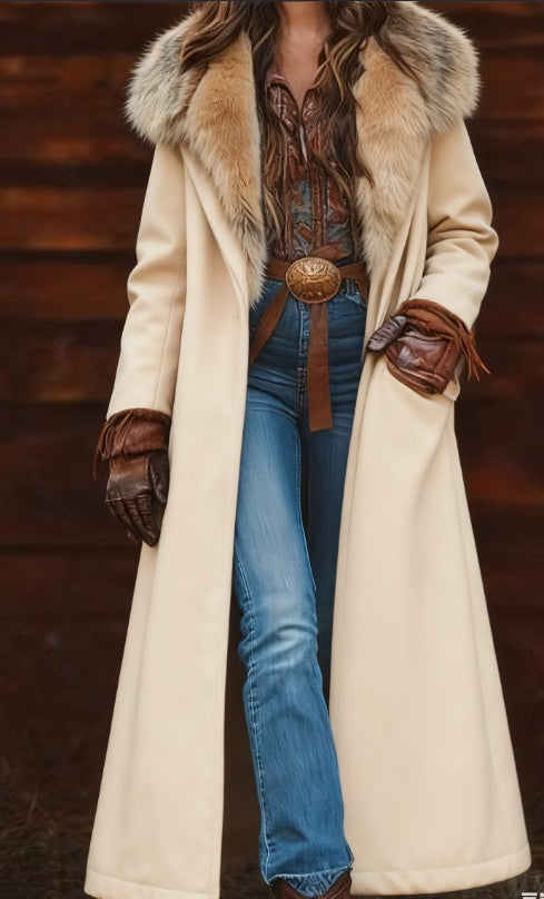 Women's Coat Elegant Long Warm American Winter Style Luxury Look