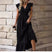 Women's dress mid-length trapeze elegant fitted ruffled sleeves