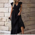 Women's dress mid-length trapeze elegant fitted ruffled sleeves