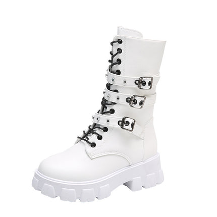 Women's boots mid-high lace-up elegant , side zipper confortable