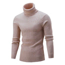 Men's sweater pullover knit casual retro twisted flower turtleneck-18