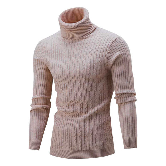 Men's sweater pullover knit casual retro twisted flower turtleneck