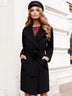 Women's coat wool elegant shawl collar and cashmere lace-up pockets