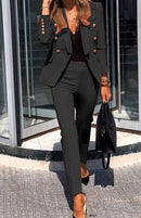 Women's suit two-piece elegant, formal pants, office, solid color