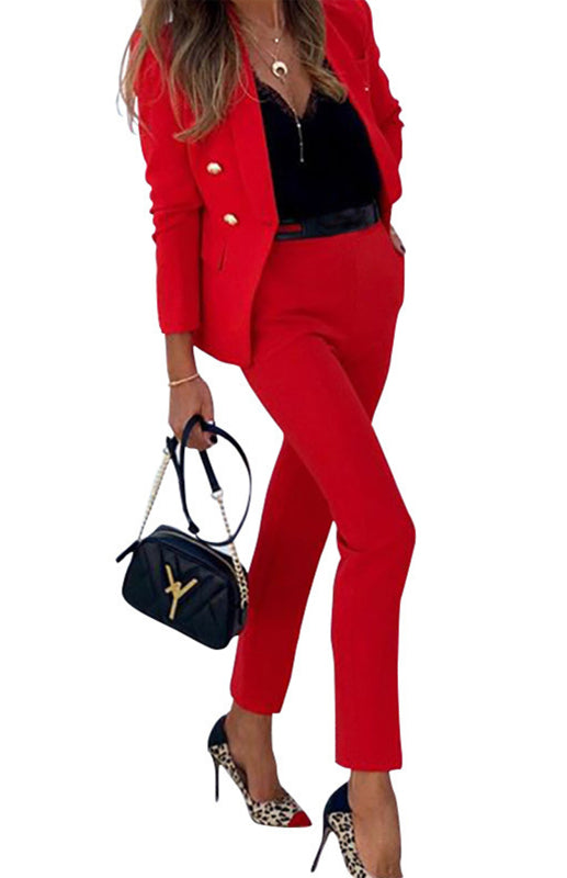 Women's suit two-piece elegant, formal pants, office, solid color