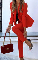 Women's suit two-piece elegant, formal pants, office, solid color
