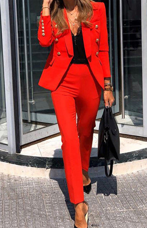 Women's suit two-piece elegant, formal pants, office, solid color